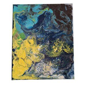 Abstract Acrylic Pour Painting On Canvas